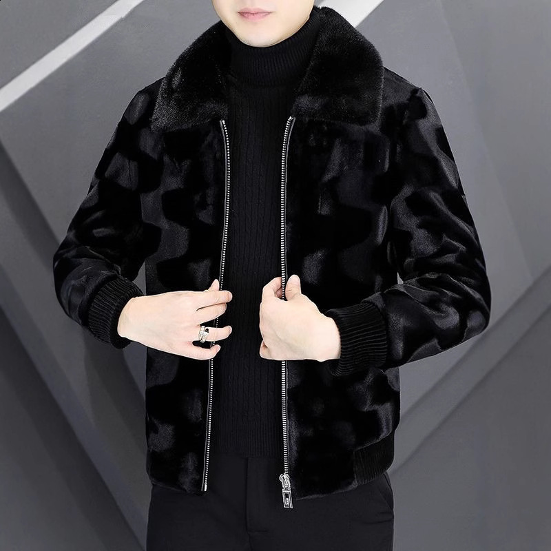 Golden mink fur Haining fur mens winter new item lapel mink coat whole mink thick mink fur jacket mens coat 231205