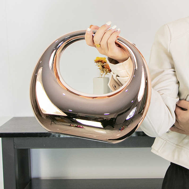 Spring/Summer New Product High end Bent Moon Bag Gold and Silver Ornament Home Decoration Handbag Acrylic Bag