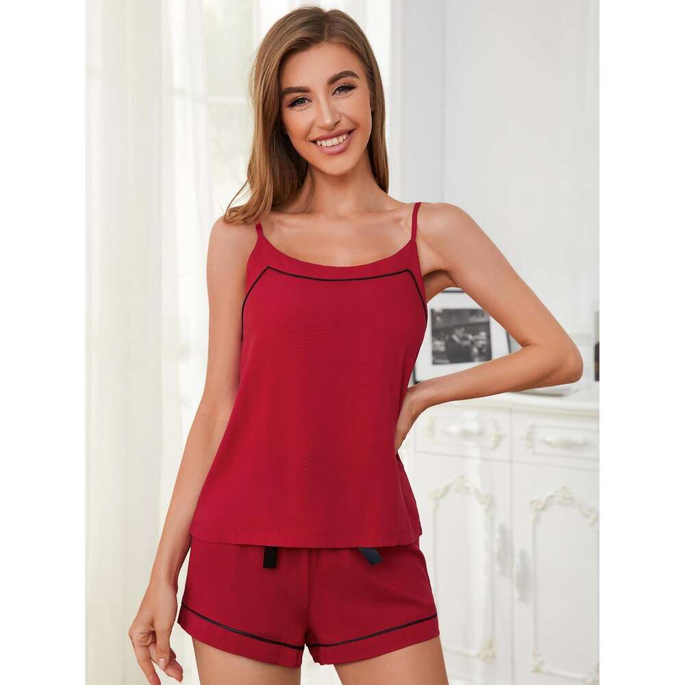 Women's Pamas, Summer Thin Sexy Suspender Shorts, Backless Two-piece Home Outfit F41934