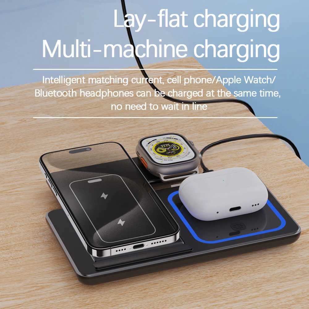 3-in-1 Foldable Wireless Charger Stand Suitable for iPhone 15 14 13 12 Pro Max Plus IWatch AirPods 3/2 Fast Charging Station Stand Y241118