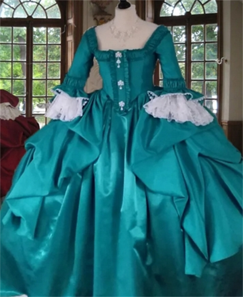 Renaissance Rococo Prom Dresses Purple Vintage Medieval Queen Marie Antoinette Cosplay Costume Ruched Fantasy Special Occasion Dress Flare Long Sleeve
