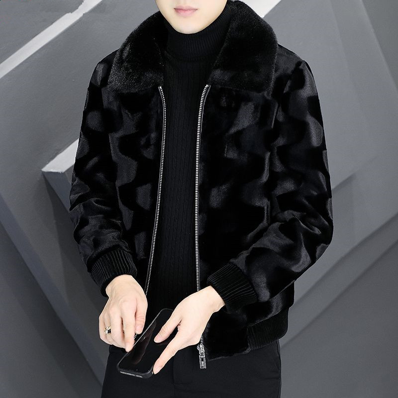 Golden mink fur Haining fur mens winter new item lapel mink coat whole mink thick mink fur jacket mens coat 231205