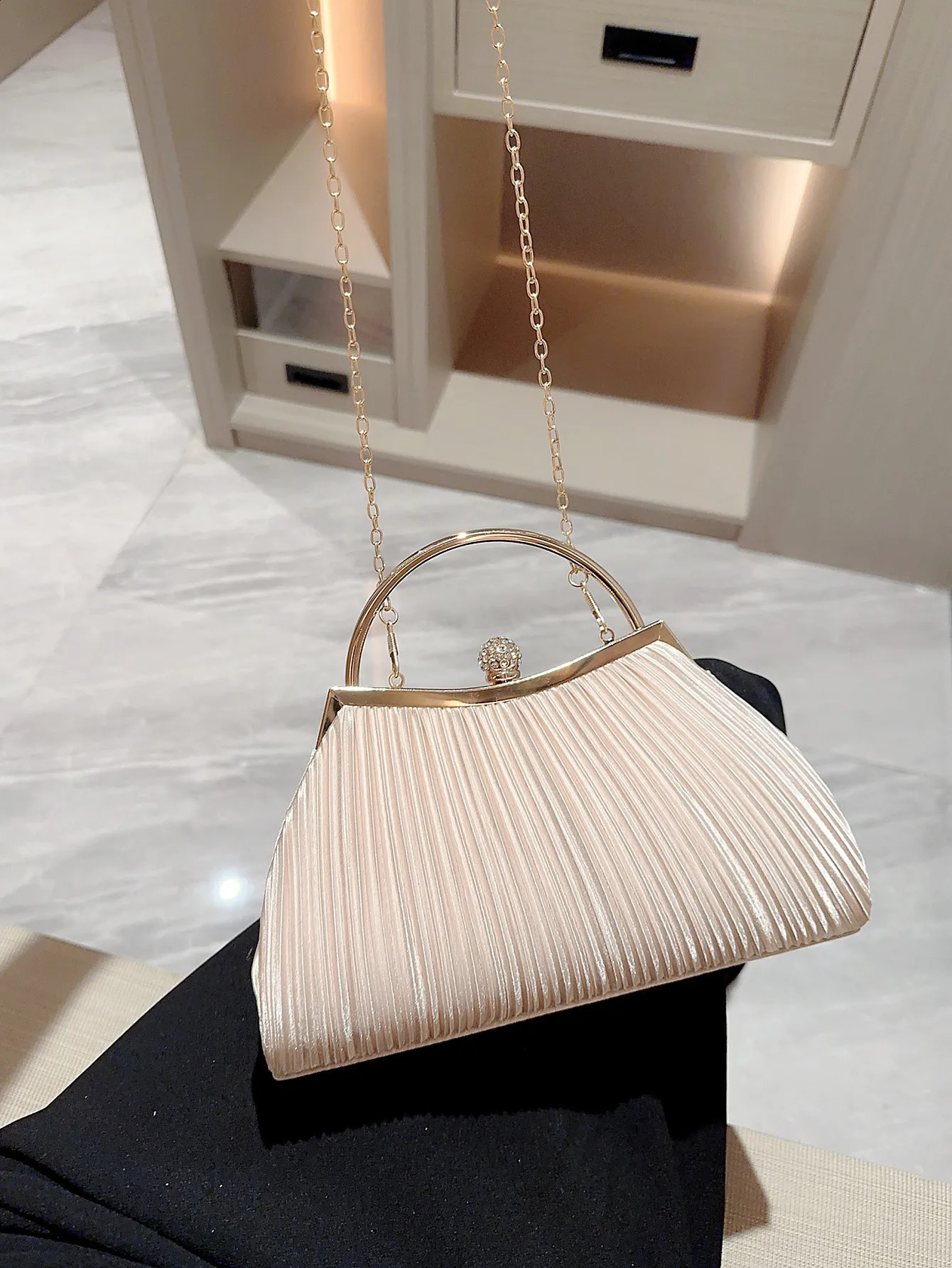 Satin Pleated Evening Bag Handbag Matching Dress Party Cheongsam Prom 241115