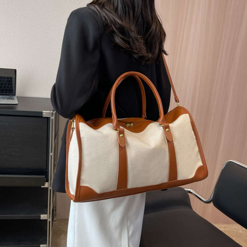 Women Travel Storage Handbag Vintage Fiess Lage Single Shoulder Crossbody Large Nylon PU Leather Bag 2025 Handbags