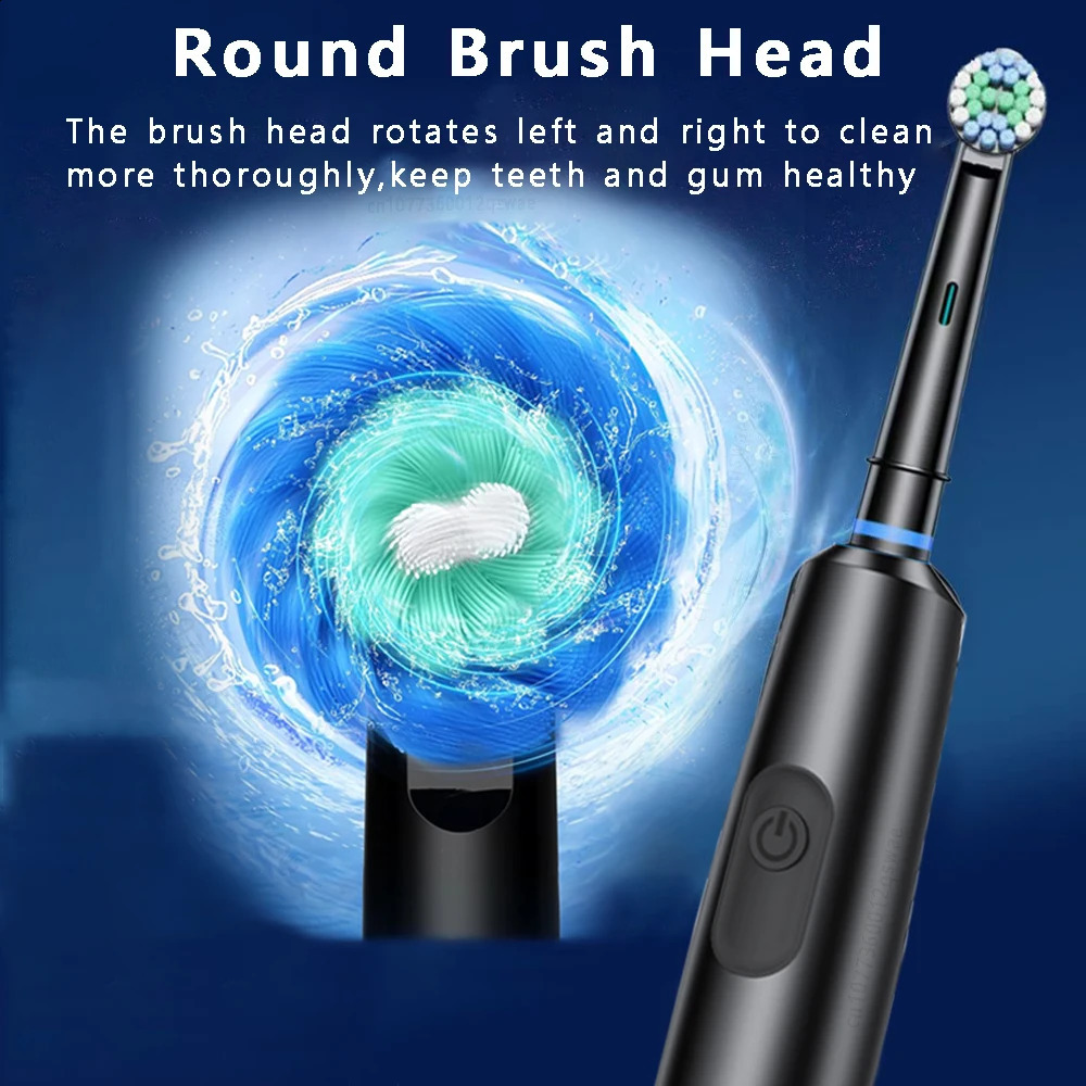 Electric Toothbrush Rotary Rechargeable Electric Tooth Brush for Adults Rotating Electric Teeth Brush with 8 Replacement Heads 241118