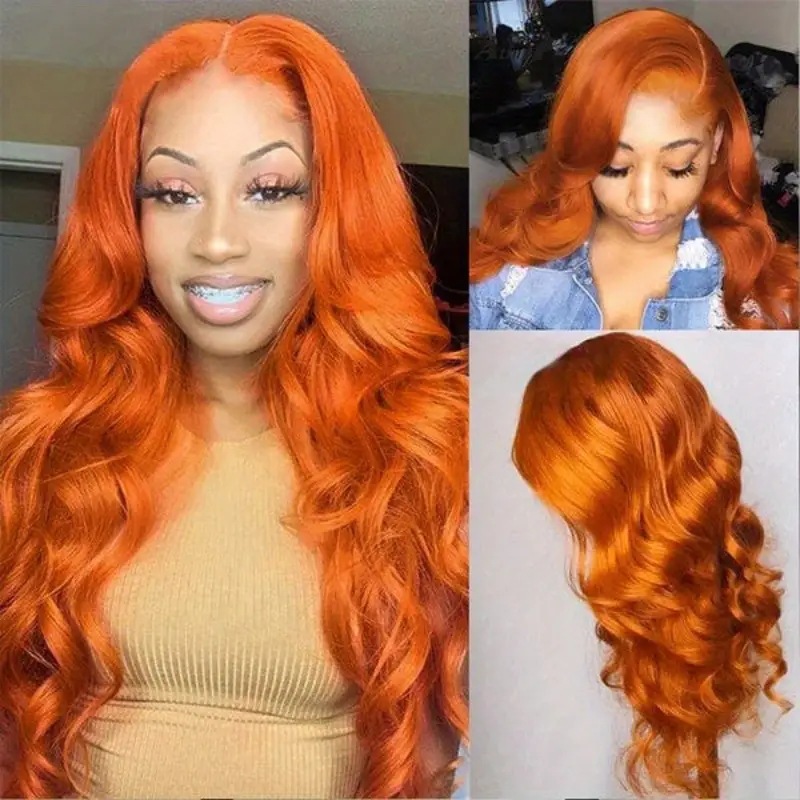 Ginger Deep Wave Lace Frontal Wig Look Like Human Hair Wigs 13x4 Transparent 280 Ddensity Lace Front Wig Glueless PrePlucked Synthetic For Black Women