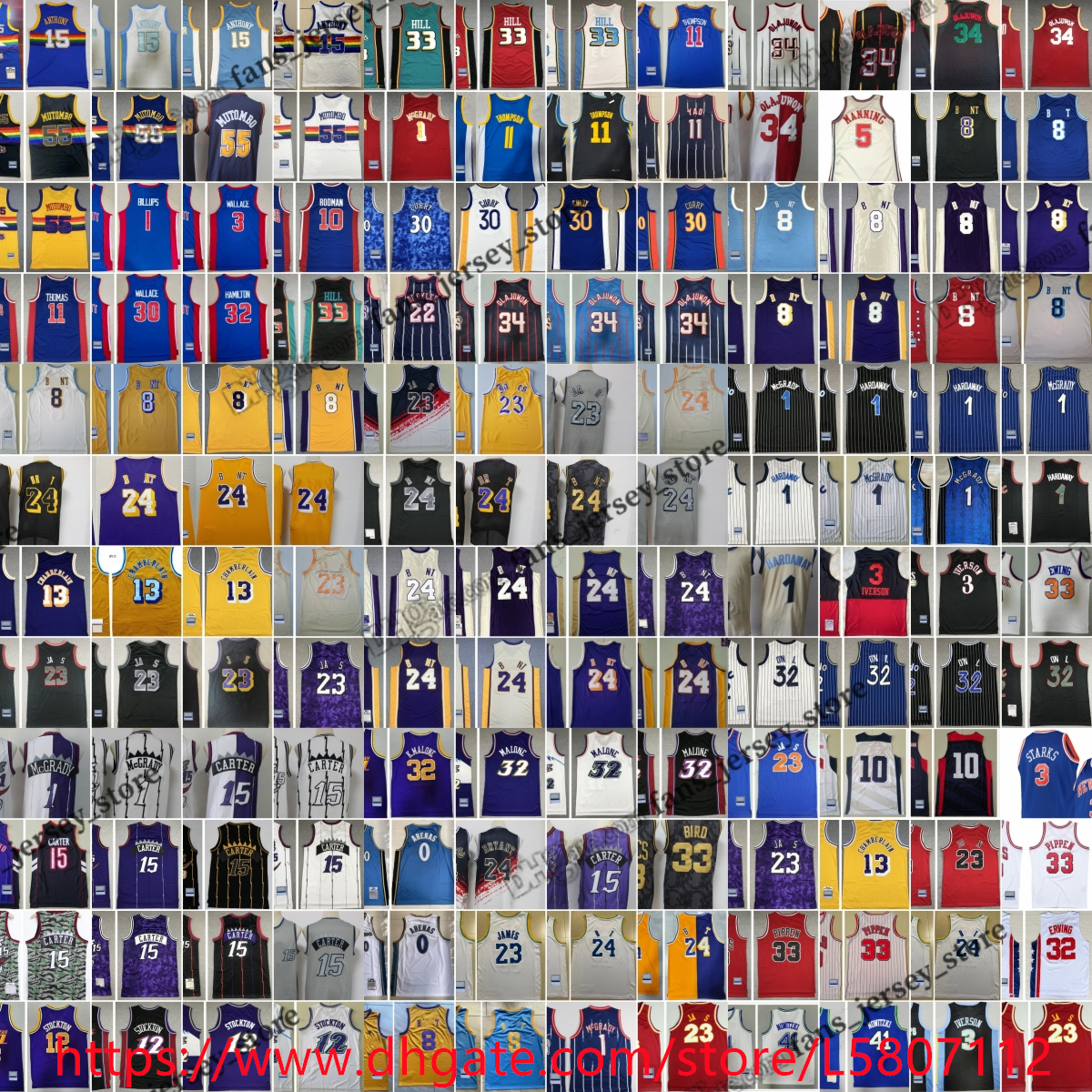 Retro Basketball Jerseys All Teams Miller Iverson Erving Embiid Pippen Rodman stojakovic Bibby Williams Cousins Webber Richmond Worthy West Russell Allen Drexler