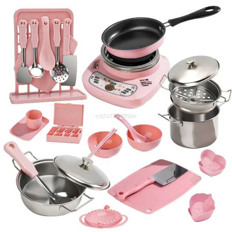New fun kitchen toys for girls to cook mini kitchen items real cooking home toy sets birthday gifts for girls toy kitchen accessories W241119