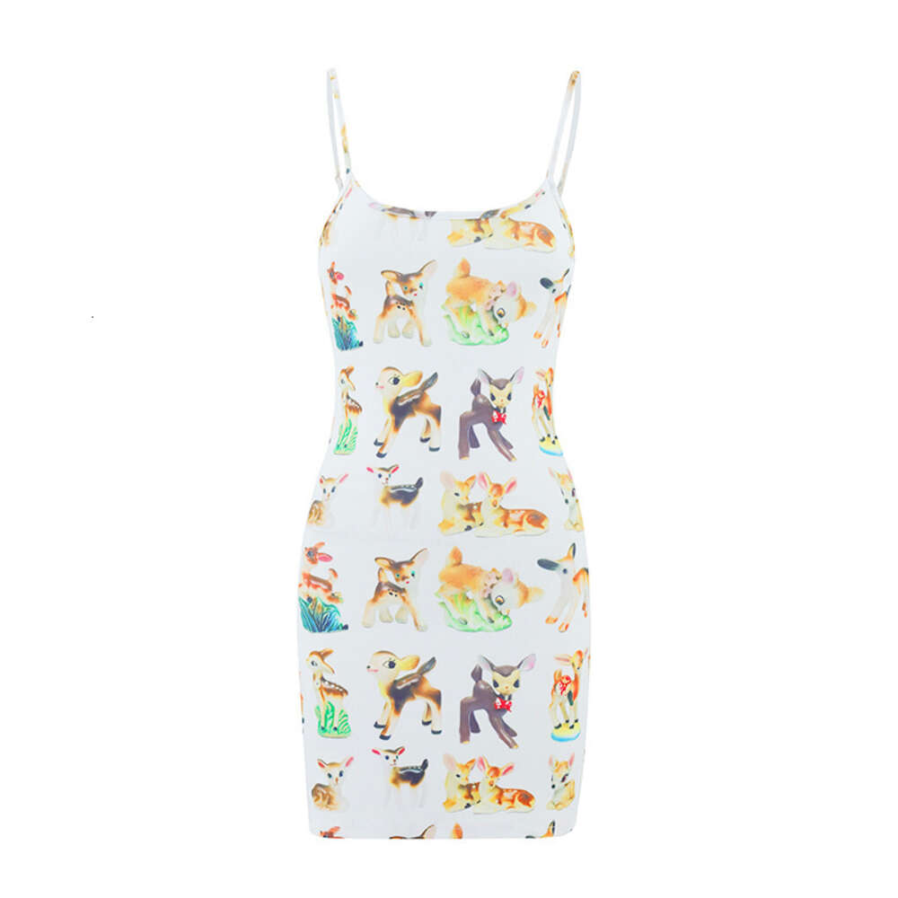 2024New Women's Fashion Sexy Spicy Girl Pure Desire Sling Wrap Hip Skirt Versatile Print F41923
