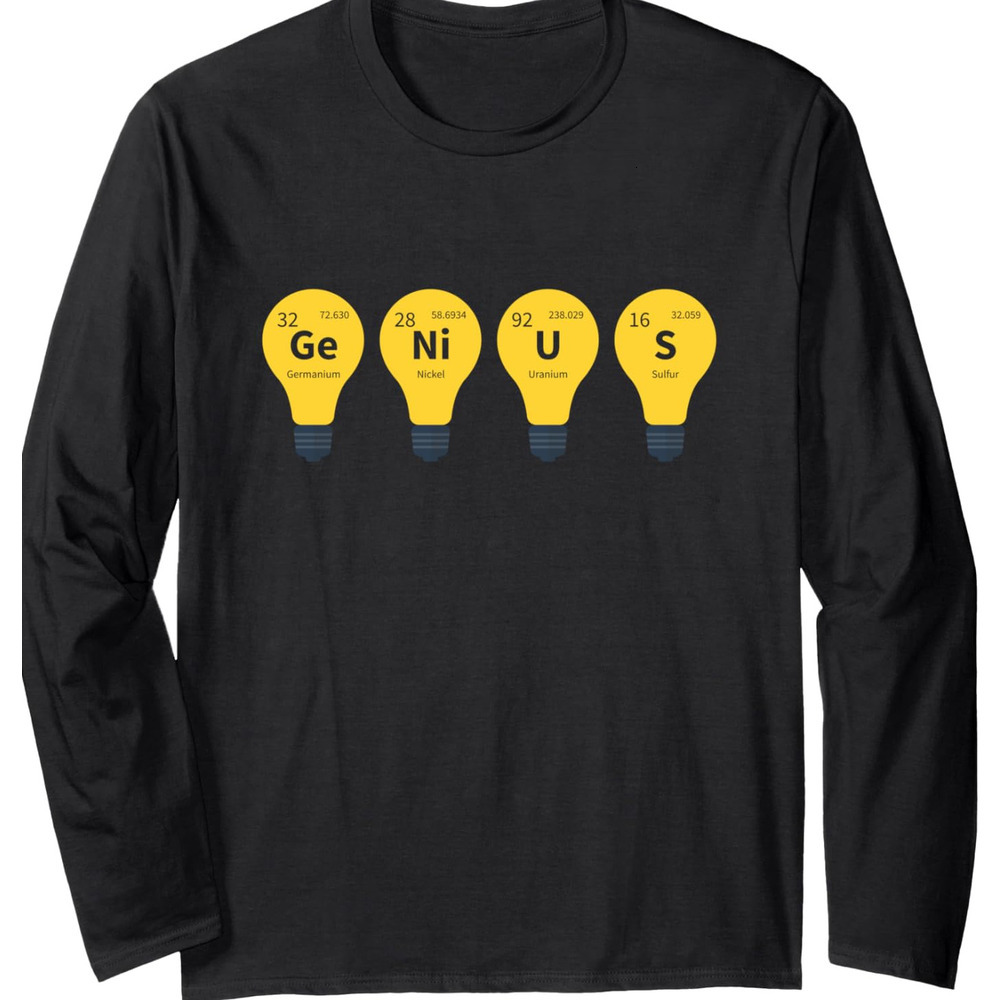 Long Sleeve Shirts for Men sweatshirt Genius Periodic Table Funny Gift for Geek Lover Long Sleeve Tee Streetwear Casual tops clothes cool