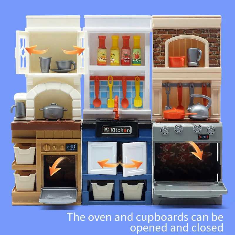 DIY Kid Play House simulation kitchen toys kitchen lighting and sound cooking game set fun educational toys for children W241119