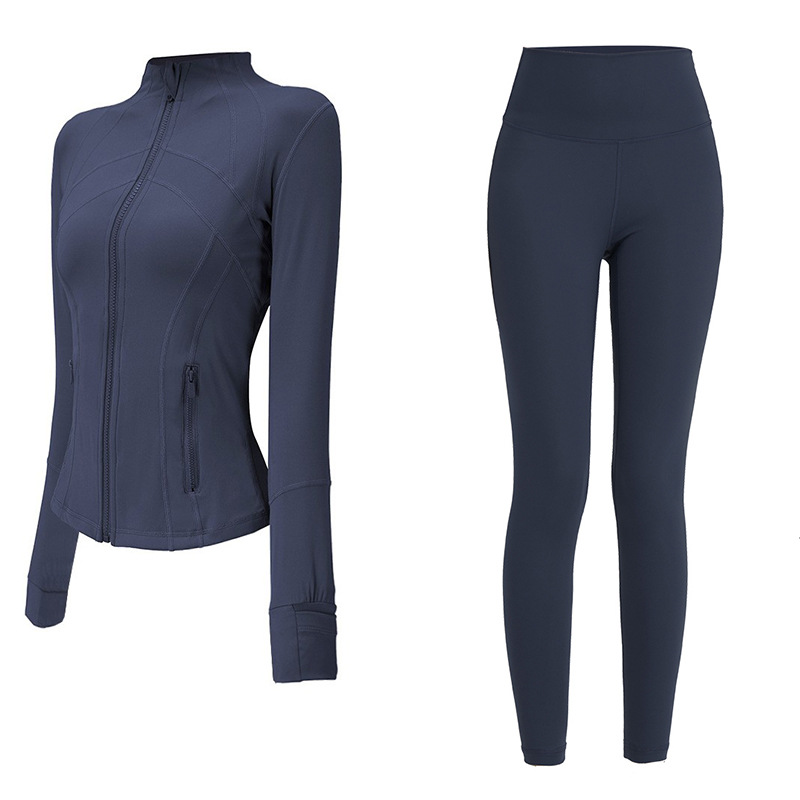5A Gold Jacket and 25'' pant set Women Define Workout Coat two sets Sports Quick Dry Active Top Solid Zip Sweatshirt Sport wear