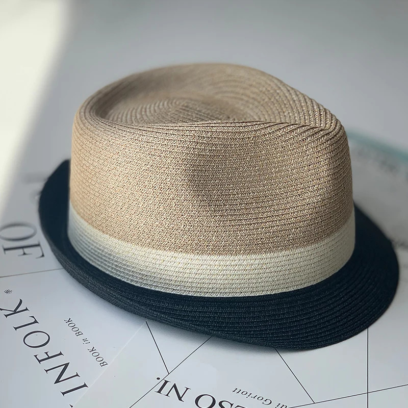 2023 Unisex Jazz Straw Hat Mens Sun Summer Outdoor Travel Comfortable Breathable Crimped Panama 240415