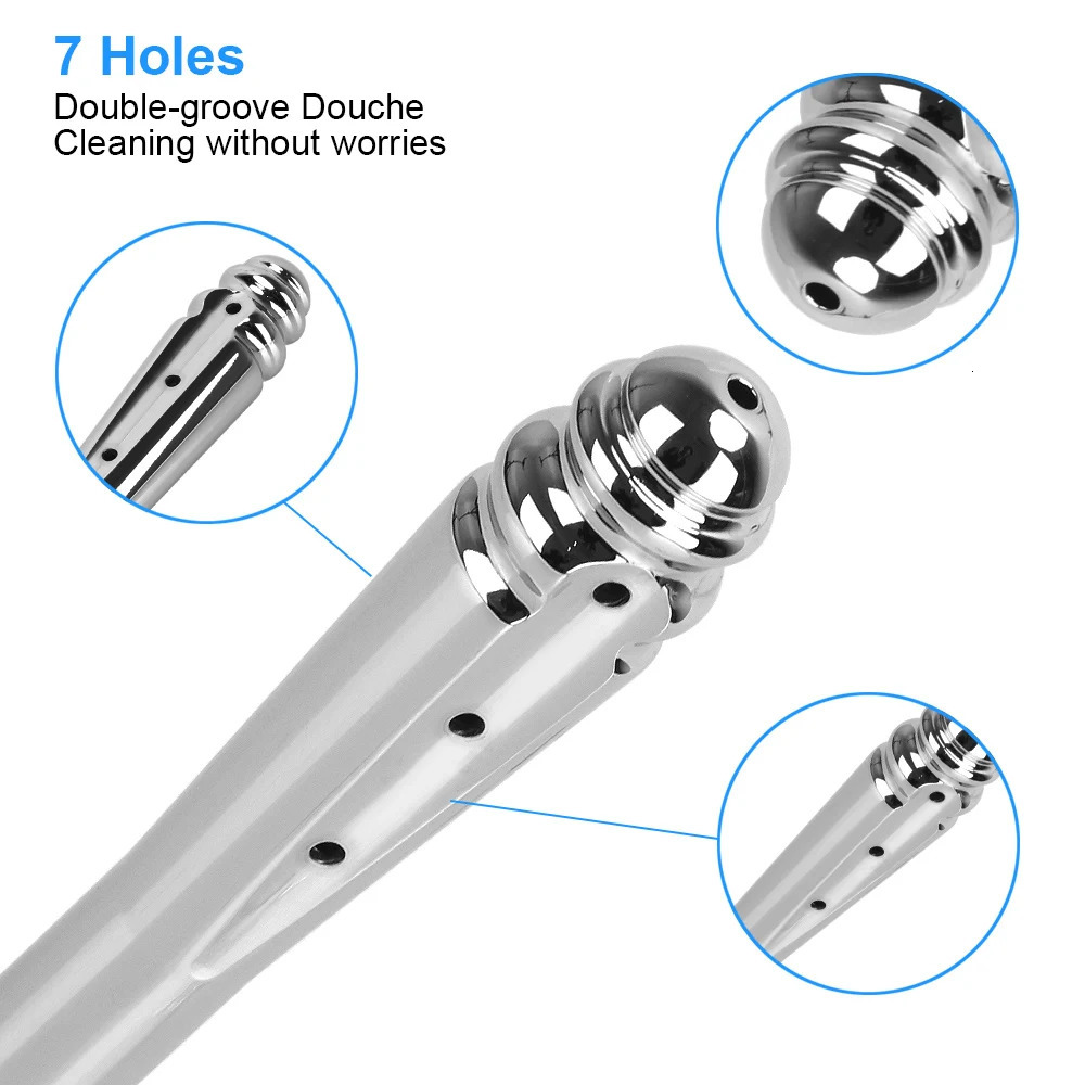 7 Holes Metal Anal Washer Nozzles Butt Plug for Women Vaginal Shower Men Anus Cleaner Enema Douche Sex Toys Couple Games 240325
