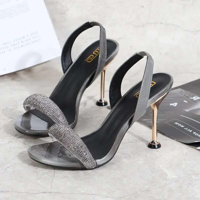 Low Sandals Woman Leather Shoes Lady 2023 Clear Heels Large Size All-Match Suit Female Beige Low-heeled Stiletto New Elastic Ba 2995