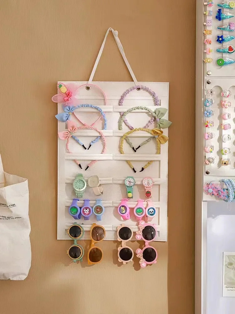16 Slots Felt Eyeglasses Stand Holder for Sunglasses Glasses Storage Display Hanging Bag Wall Pocket Storage Box Organizer Bags 240419