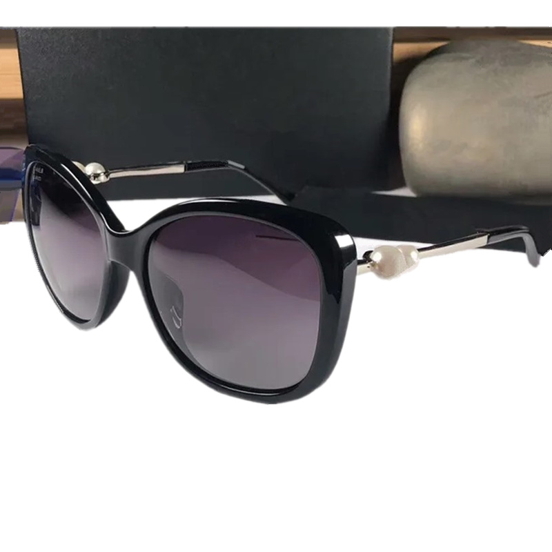 Classical Charloett Butterfly sunglasses HD gradient polarized UV400 55-18-14graceful female plank sunglasses pearl decorated metal temple full-set case