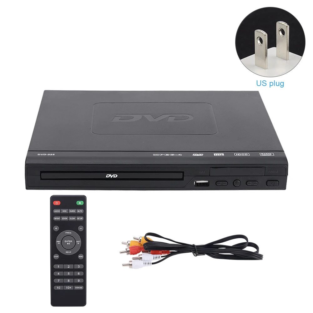 Home 720P 5.1 Surround Sound DVD Player With AV Cable Audio Video USB Compatible Music For TV Media Entertainment Movie 240415