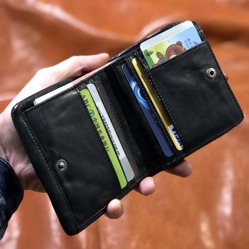 Simple Genuine Leather Men's Black Short Wallet Casual Natural Soft Real Cowhide Daily Card Holder Coin Purse Business Style BagVoyage