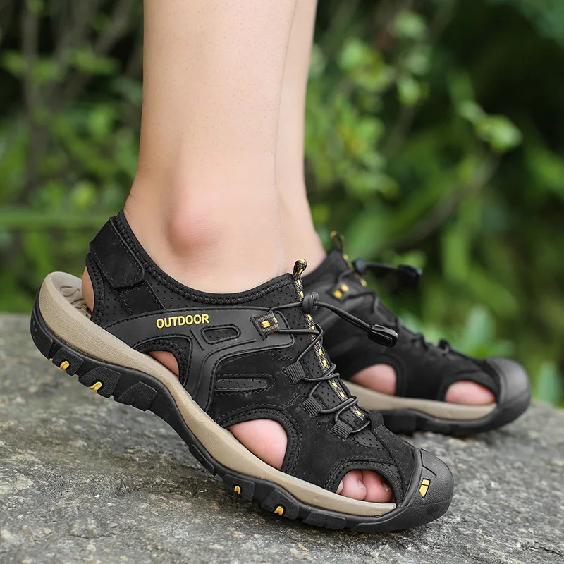 Summer Mens Sandals Outdoor Nonslip Beach Handmade Genuine Leather Shoes Fashion Men Sneakers 241118