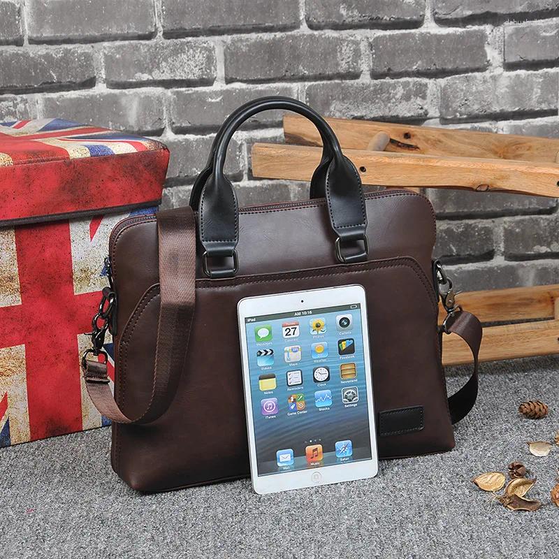 Free Shipping Briefcases Briefcase For Men PU Leather Executive Laptop Office Portfolio Vintage Handbag Tote Messenger Business Bag Documents