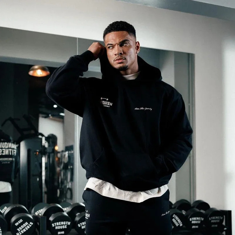 Men Oversized Hoodie Cotton Loose Sportswear Joggers Gym Sports Pullover Fitness Running Training Coat Casual Fashion Sweatshirt 241118
