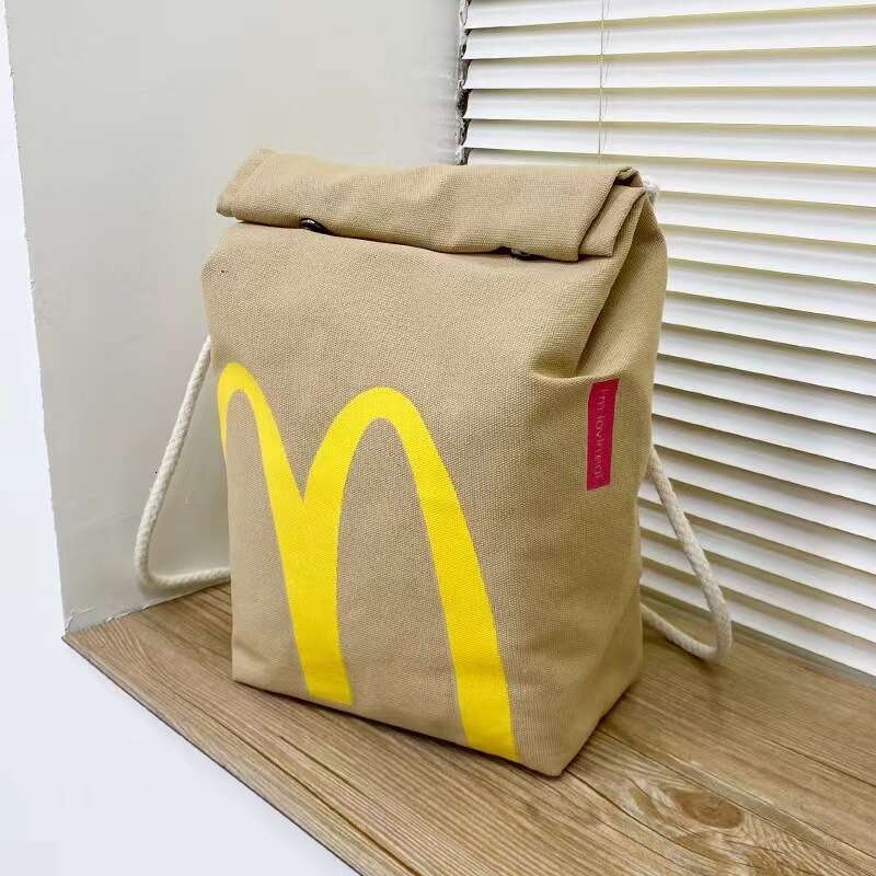 Personalized design McDonald's ins 2024 new canvas backpack women's single shoulder large capacity student class bag