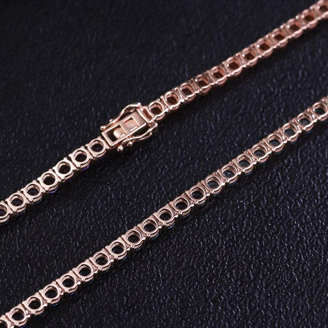 Fine jewelry custom necklace 3-6mm hip-hop lab grown gemstone tennis chain k sier plated rose gold Iced out Bracelet Free shipping Free shipping