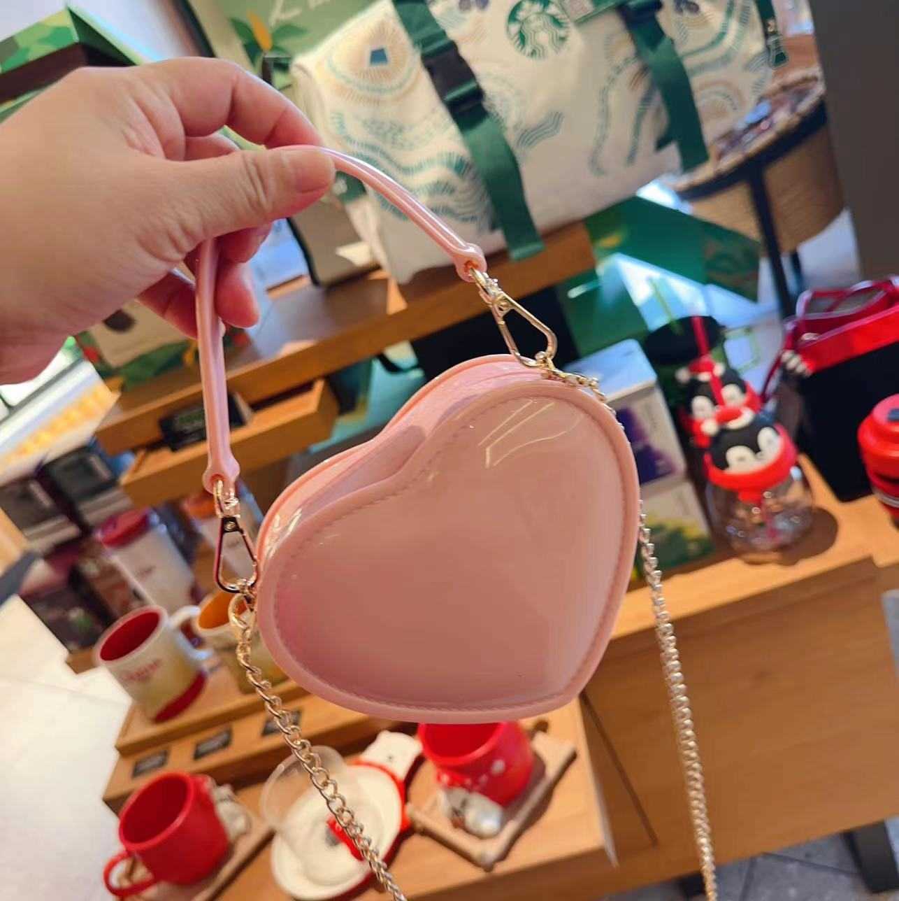 New Korean version Little Fairy Peach Heart Jelly Bag Fashion PVC Cute Style Mini Personalized Love Bag ins