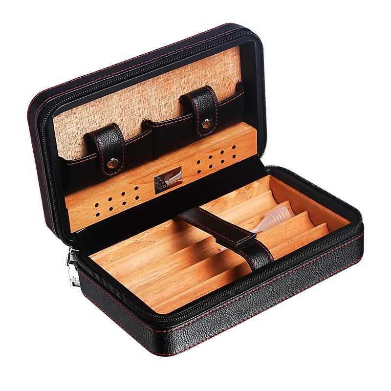 Cigar Accessories Cigar Accessories Four Sticks Portable Cigar Humidor Cedar Wood Multifunctional Travel Set H241119 H250109