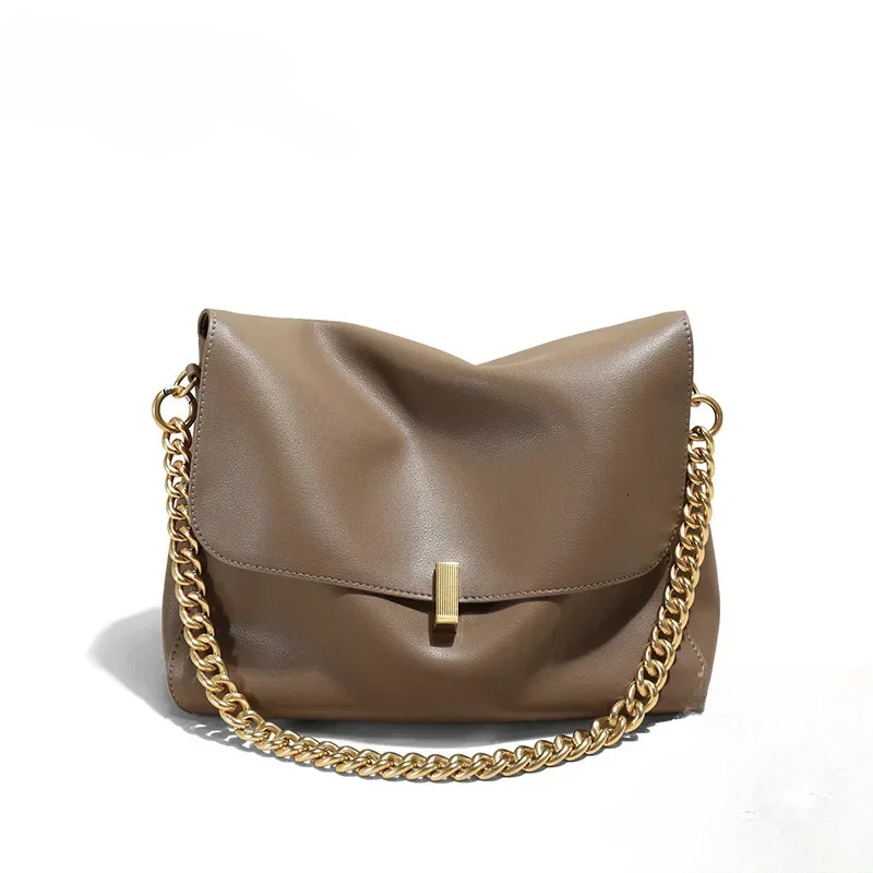Large Korean Cow Flap Shoulder Chain Bag Solid Genuine Leather Female Crossbody Handbag Messenger Genuine Leather BagVoyage