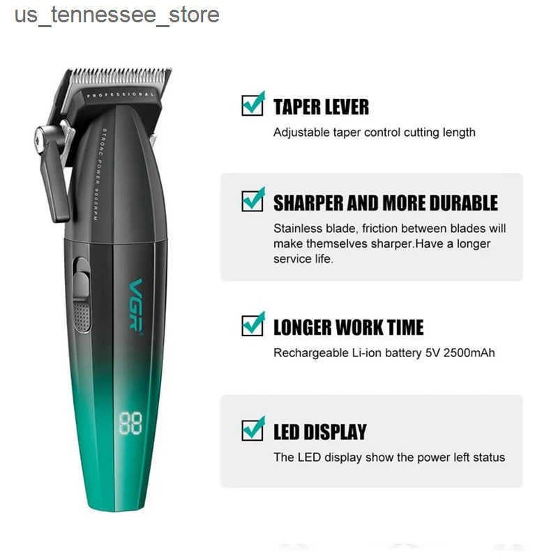 Hair Clippers VGR Hair Trimmer Professional Barber Hair Cutting Machine Cordless Hair Clipper Haircut Digital Display Trimmer for Men V-003 J241119
