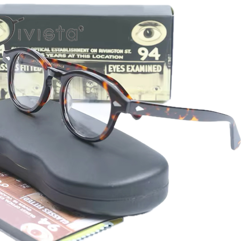 Johnny Depp Glasses Acetate Optical Eyeglasses Frame LEMTOSH Men Women Round Vintage Glasses Computer Handmade Women Spectacle Frame Tortoise Clear Le