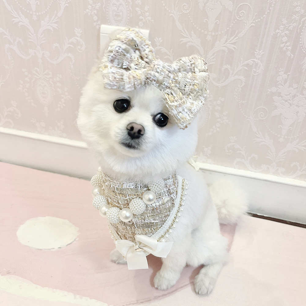 Luxury Dog Bandanas and Hair Bow, Princess Dog Wedding Bandana, Soft Durable Fabric Bibs Kerchief Scarfs, Adjustable Fit. Designs for Small Medium Dog