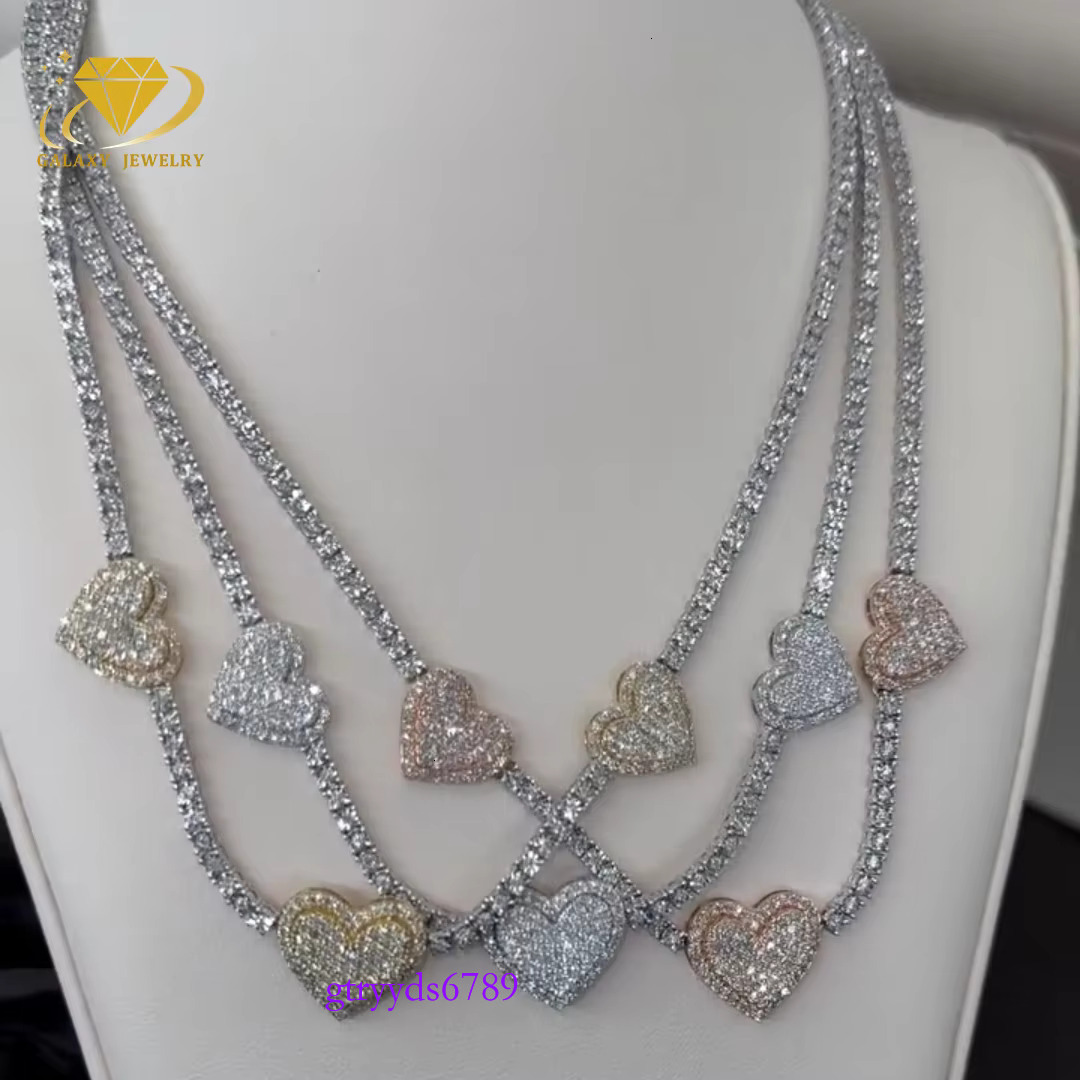 Customized Mens Vvs Chain 4mm Sier Clover Heart Women Iced Out Dia Moissanite Tennis Necklace