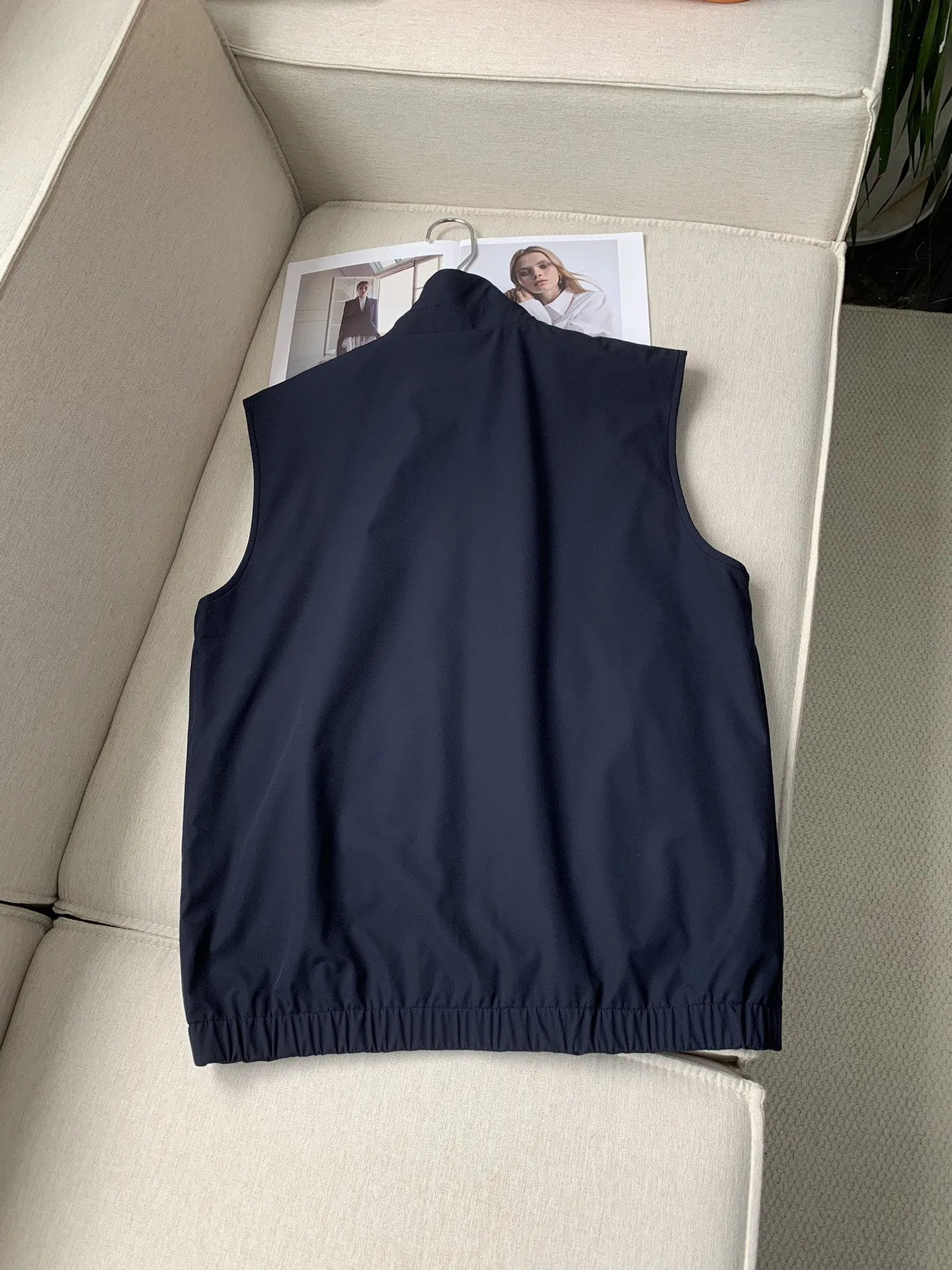 Men's Zipper Vest Jacket Wool Ed Stand Collar Sleeveless Solid Color Casual Autumn Coat