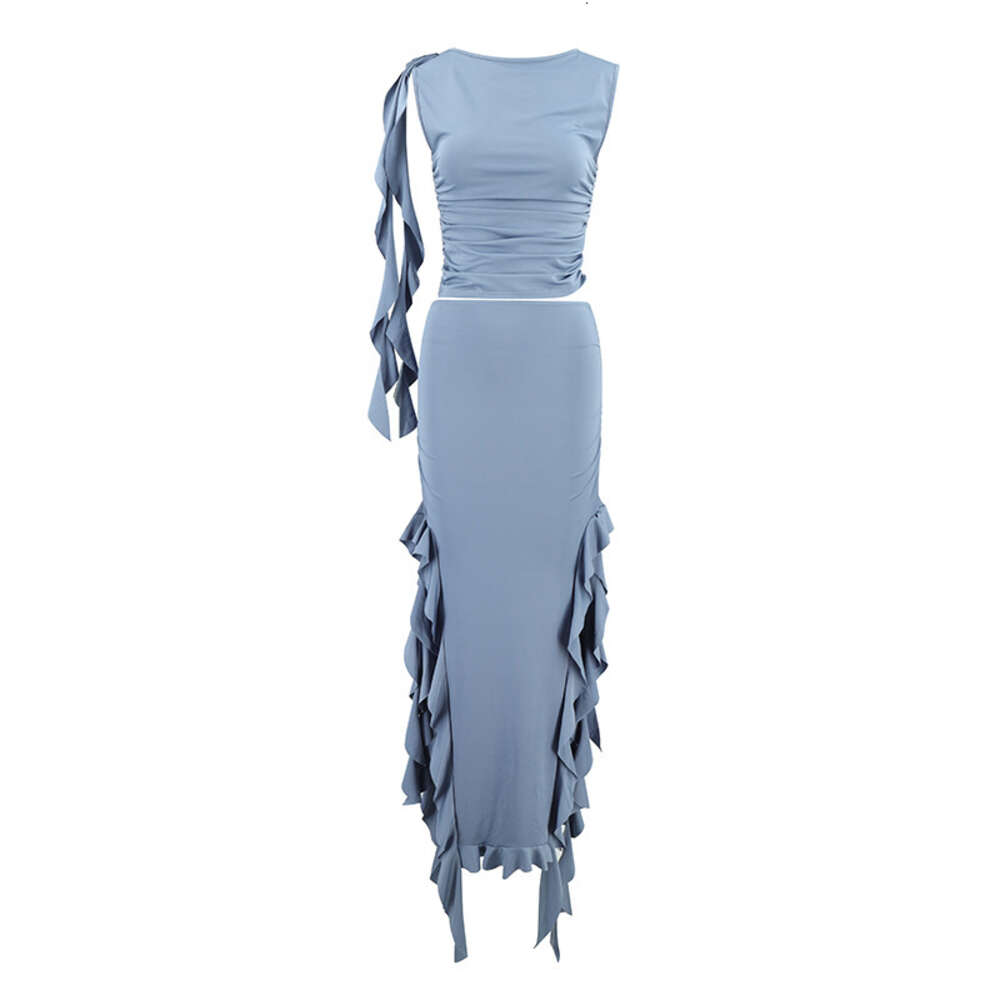 Wind Summer New Popular One Shoulder Jellyfish Lace Set Skirt Sexy Spicy Girl Ur Women's Dress F41937