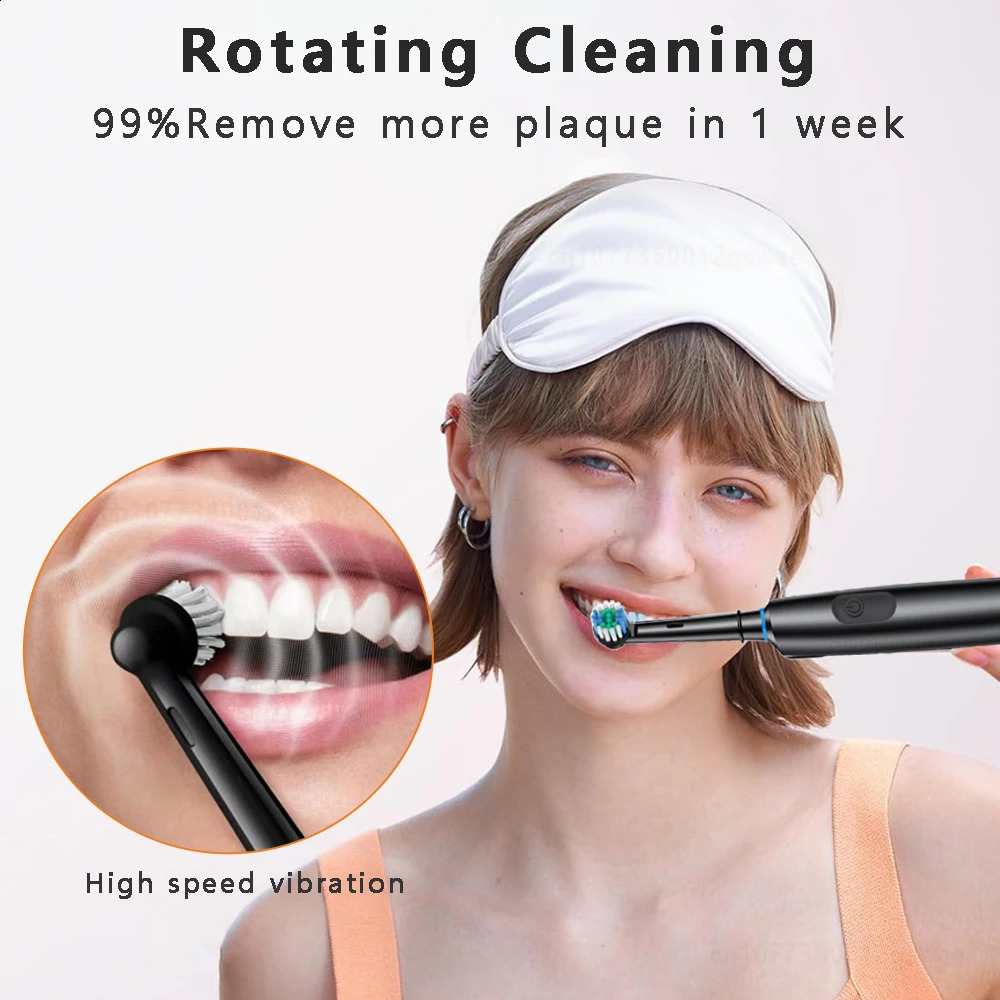 Electric Toothbrush Rotary Rechargeable Electric Tooth Brush for Adults Rotating Electric Teeth Brush with 8 Replacement Heads 241118