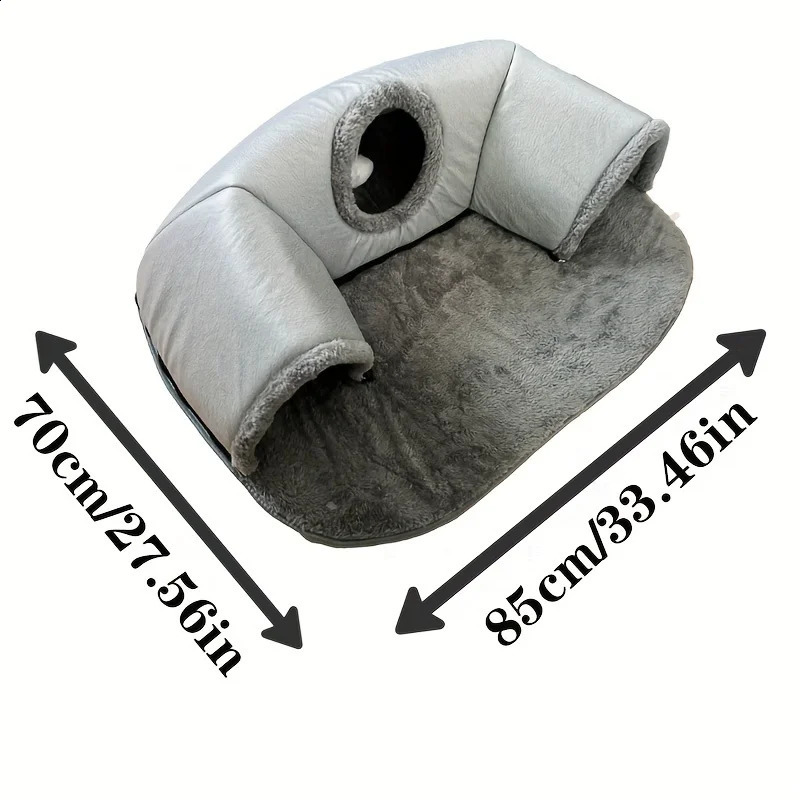 3-in-1 comfortable cat tunnel bed game pad with warm nest anti slip bottom suitable for small to medium-sized cats dogs rabbits and household pet kenn