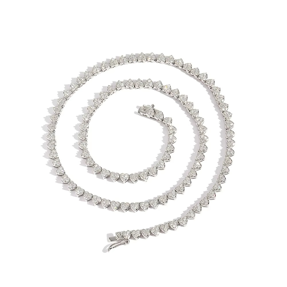 Hip Hop Heart 3 Chains Copper Tennis Chain Micro Set Zircon Single Row