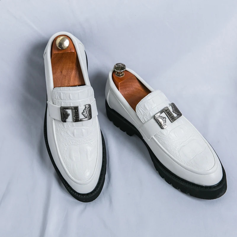 White Loafers Mens Party and Business Loafers Thick Soled Men Dress Platform Shoes Comfortable Slip-On Fashion Casual Shoes 250410