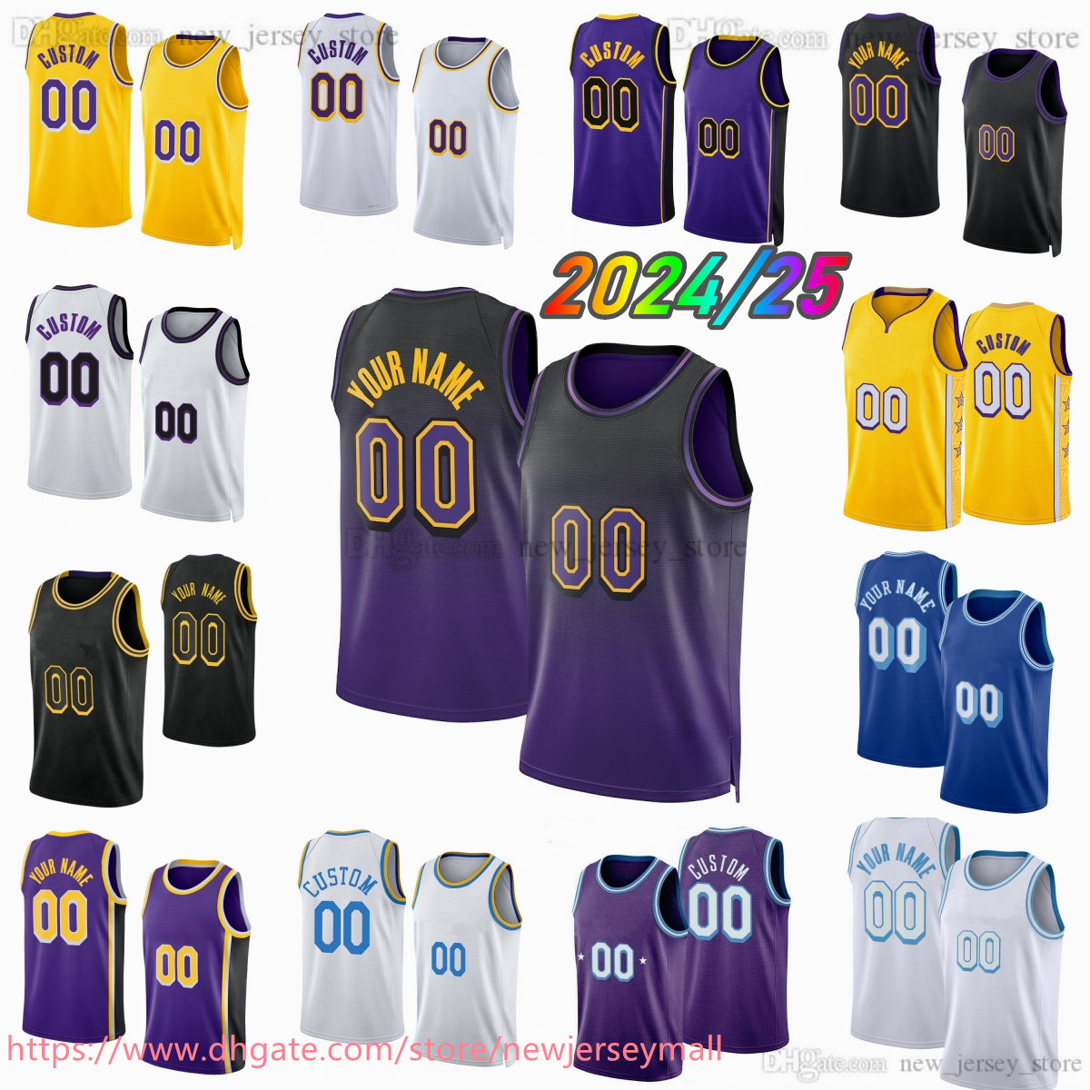 Custom 2024-25 City Printed Basketball Jersey James Doncic Reaves Knecht Bryant Reddish Hachimura Finney-Smith Vanderbilt Vincent Hayes Shorts jerseys