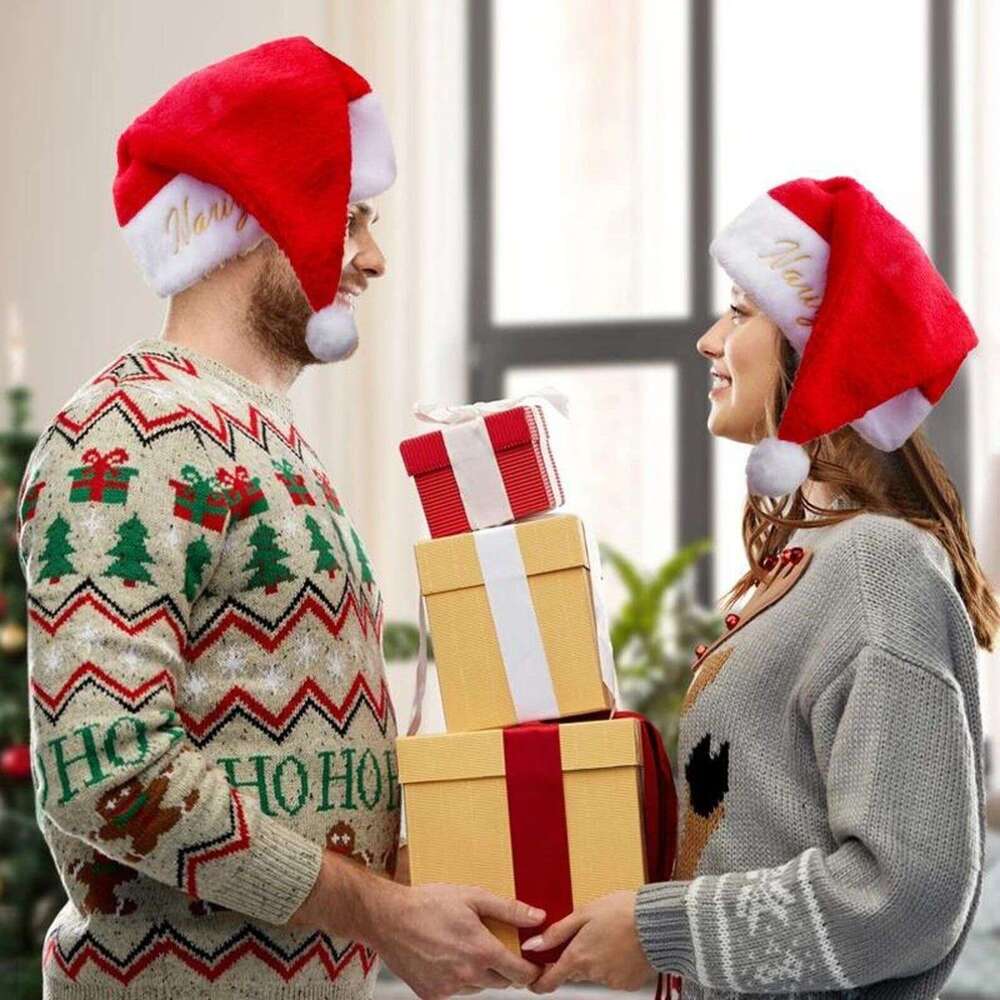 Personalized Embroidery Santa Hats with Names, Custom Knitted Hat for Kids and Adults, Unique Christmas Decor