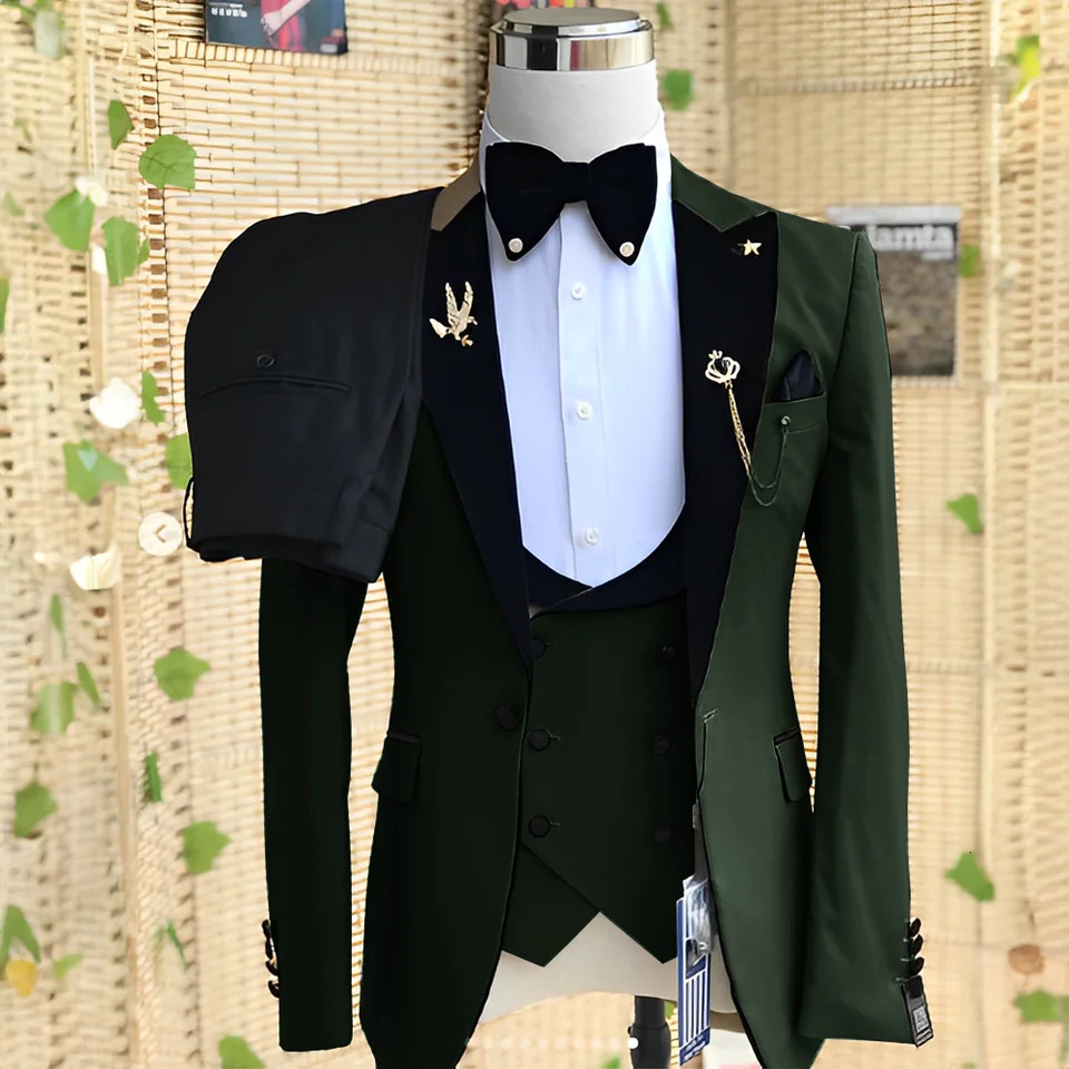 Wedding Mens 3-Piece Set Jacket Pants Tank Top Groom Tuxedo Formal Jacket Elegant Mens Set 241118