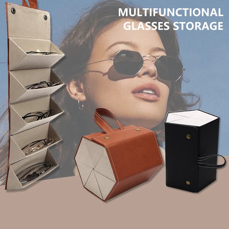 Foldable Glasses Storage Box Portable Glasses Organizer Sunglasses Eyeglasses Storage Containermulti-Slot Travel Glasses Case 240419