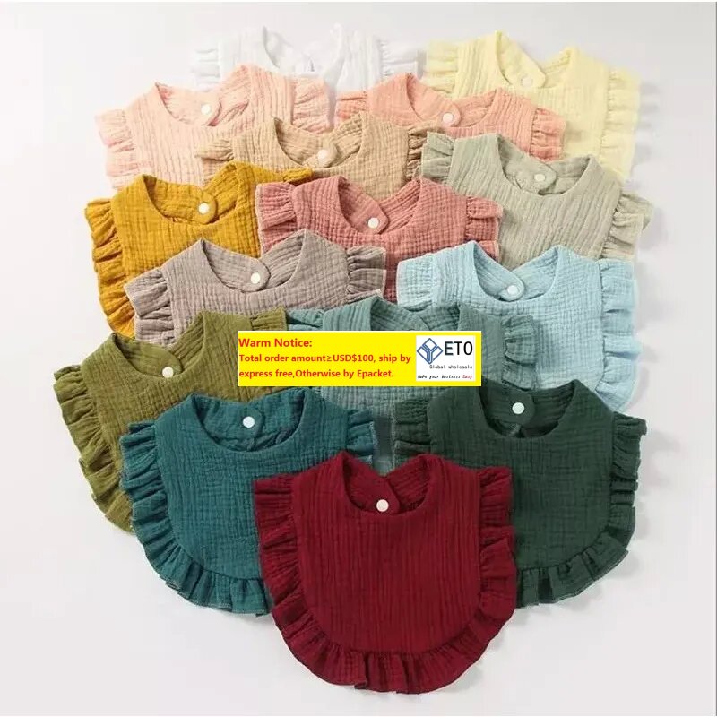 Baby Burp Cloths Solid Color Infant Bibs Newborn Ruffle Cotton Saliva Towels Turban Lace Feeding Bib Infant Boy Girl Bandana 11 LL