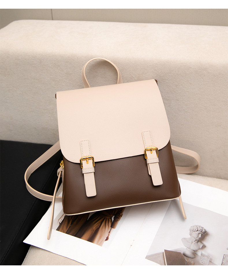 New Hit-Color Classic College Girls School Double Shoulder Bag Cow Leather Women Backpack Hasp Cover Open Design Bagpack BagVoyage