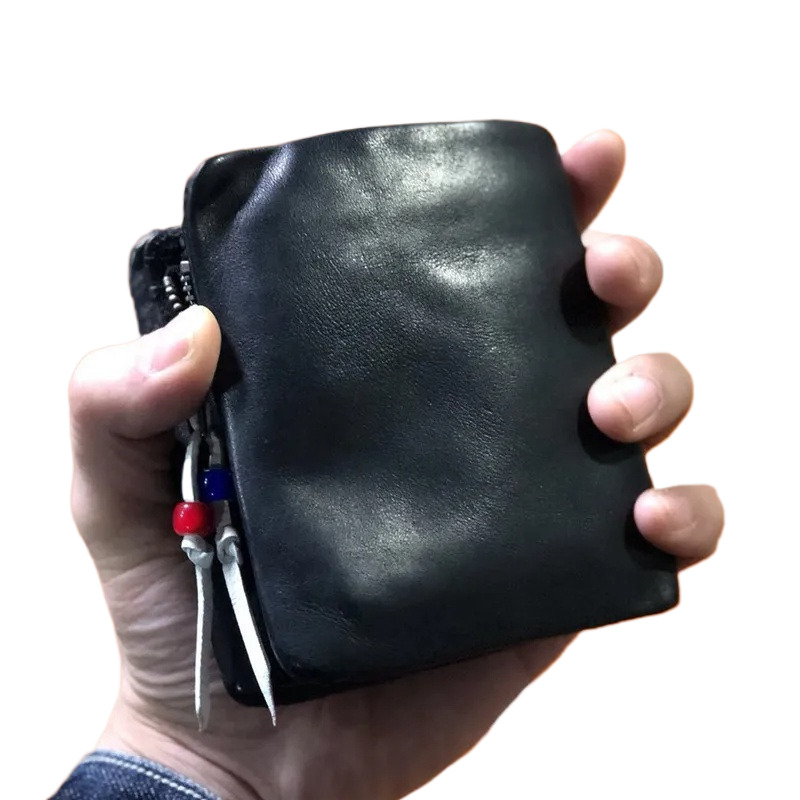 Simple Genuine Leather Men's Black Short Wallet Casual Natural Soft Real Cowhide Daily Card Holder Coin Purse Business Style BagVoyage
