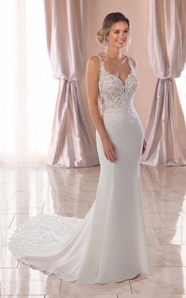 Boho Beach Elegant Satin Mermaid Wedding Gowns With Lace Straps Sexy Backless Fashion Bridal Dresses Sweep Train Simple Lace Appliqued Robes de Mariee