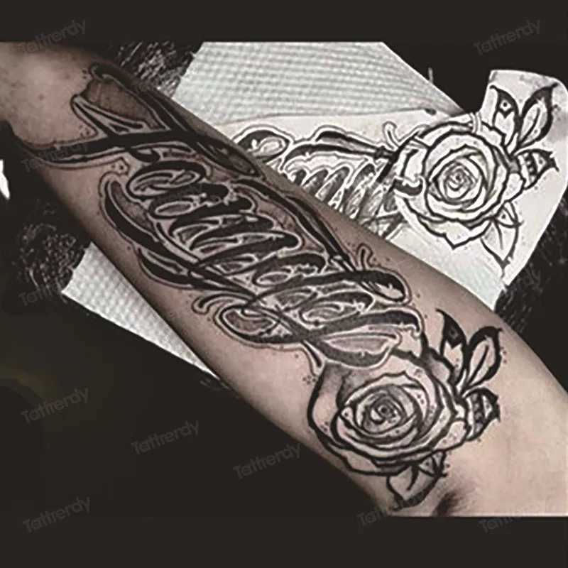 Herbal Juice Ink Long lasting Tattoo Stickers Cuff Sleeve Arm Temporary Tattoo Waterproof Semi permanent Body Art AdultXJ25414